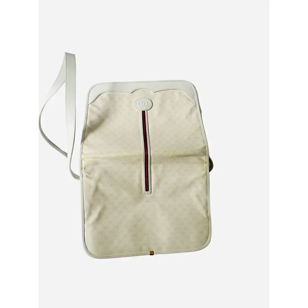 Gucci white Gg canvas and leather cross body bag